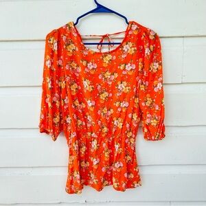 Bright & Flowy Floral Orange Top